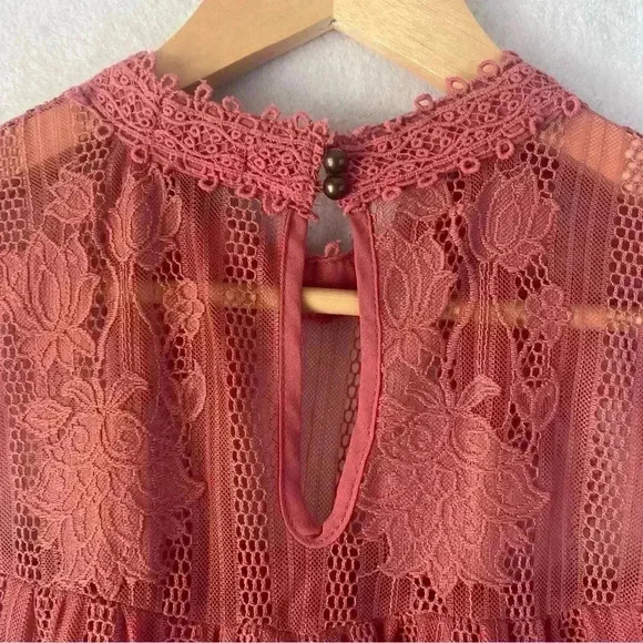Worthington‎ Women's Guava Lace Halter Sleeveless Feminine Boho Blouse Size XL - Picture 4 of 13